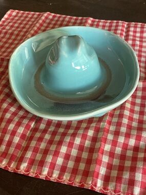 Aqua Glazed Ceramic Cowboy Hat-Shaped Dish - Custom Home Art Ceramics - Multiuse